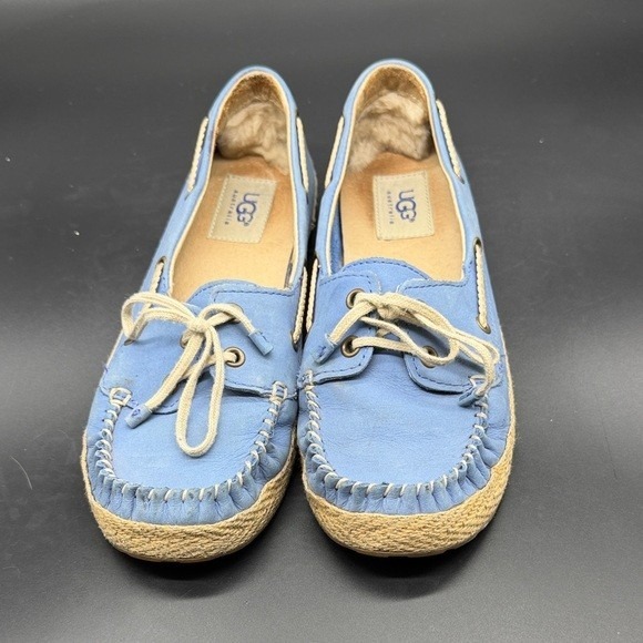 UGG Australia Women's Blue Suede Espadrille Boat Shoes Moccasins Size 7 - Picture 2 of 6